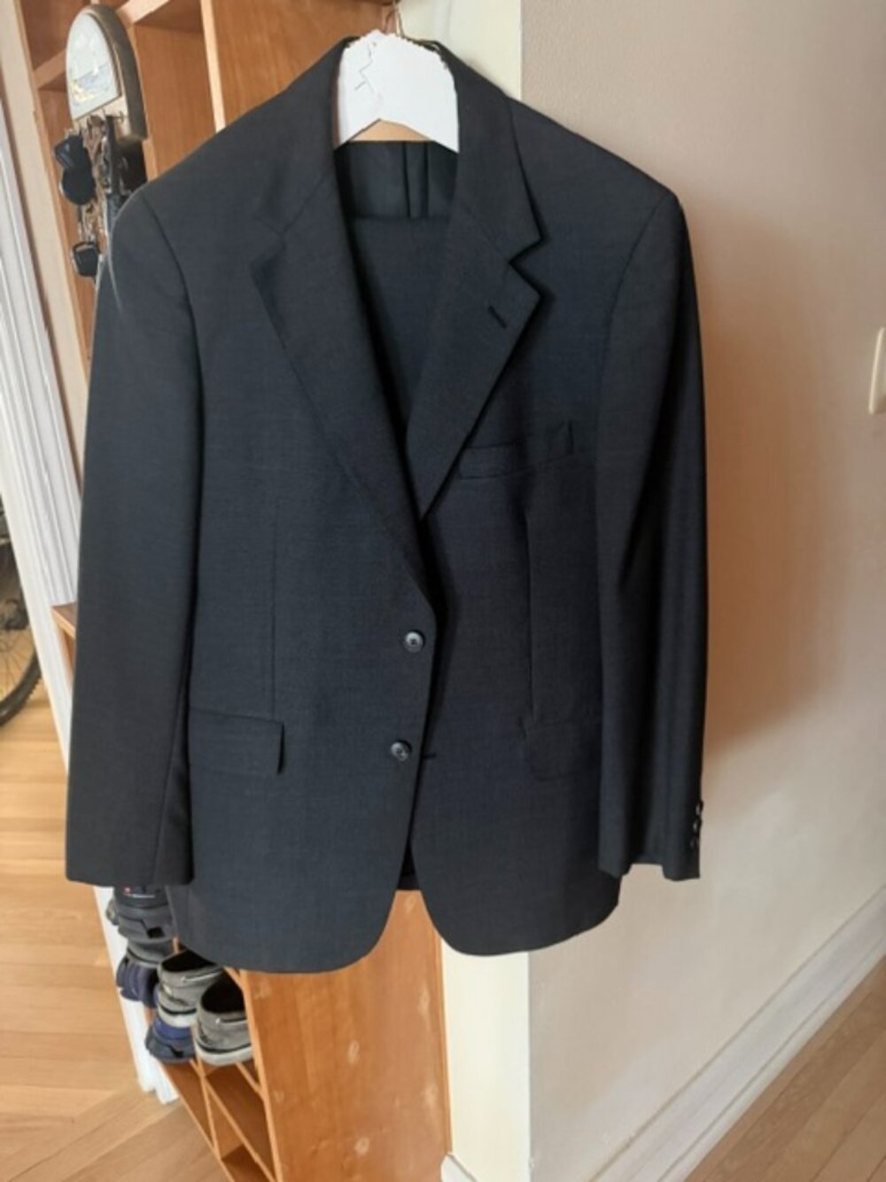 2 piece dark gray business suit